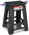17.5 Inch Heavy Duty Folding Step Stool, 400 lbs, Dot Black | Collapsible Stepping Stool for Adults with Handle and Non-Slip Surface, for Kitchen, Garage, Bedroom and Outdoor Tasks by ACSTEP