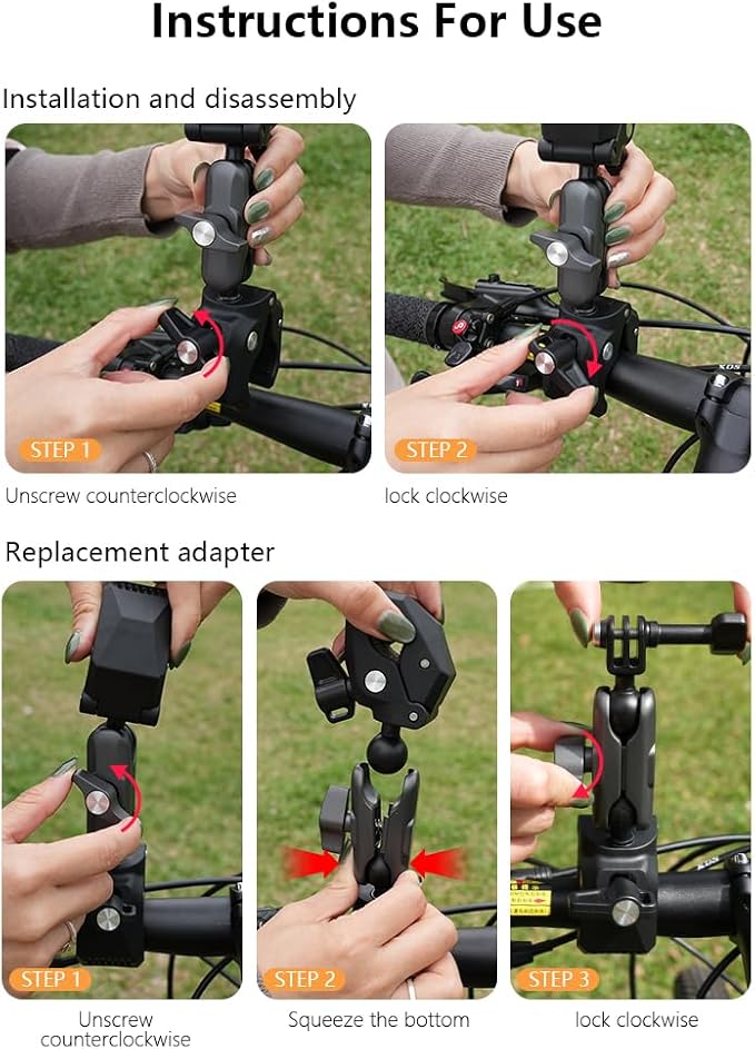 Motorcycle Bundle Kit Bike Handlebar Mount for Insta360 X5 X4 X3 Go 3S Ultra DJI Osmo 360 Nano Pocket 4 3 w 100cm Invisible Selfie Stick, Pole Clamp for Bicycle Seat Rail Tail Pipe Accessories - Image 7
