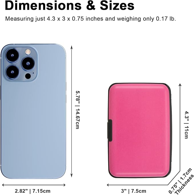 Credit Card Holder, RFID Blocking Metal Card Wallet for Women Men Slim ID Card Holders Protector Aluminum Business Hard Case (Fandango Pink) - Image 5