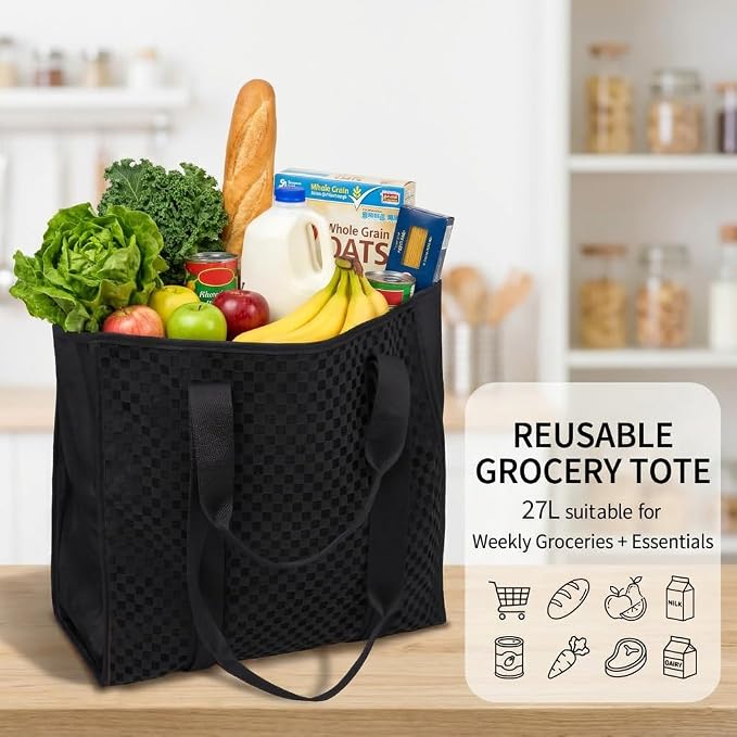 MOMINSIDE Beach Bags for Women Mesh Beach Bag - Large Grocery & Beach Tote Bag with Zipper, 2 Insulated Pocket, Hat & Towel Clips, Foldable Swim Bag Pool bag for Toys, Towels & Vacation Essentials - Image 2
