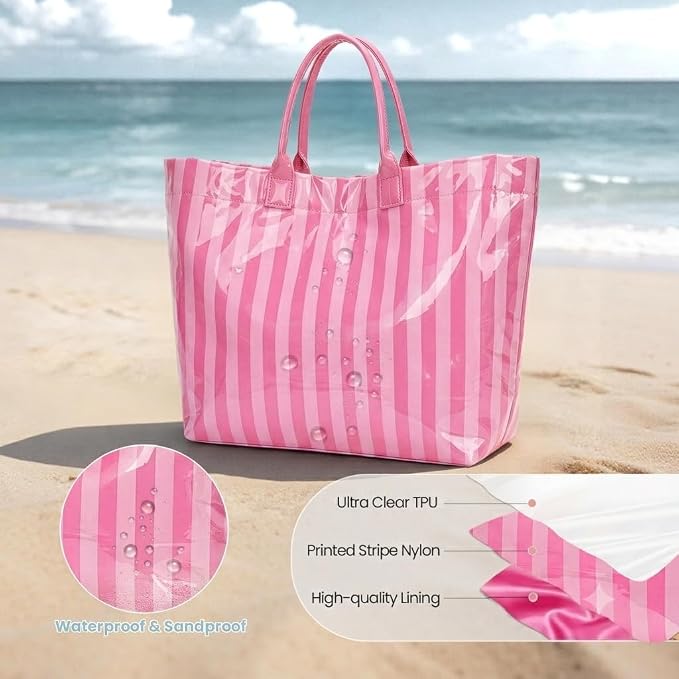 Lushandy PVC Tote Bag for Women Jelly Beach Bag Top Handle Hobo Handbag | Water-Resistant, Wipe Clean, Lightweight - Image 5