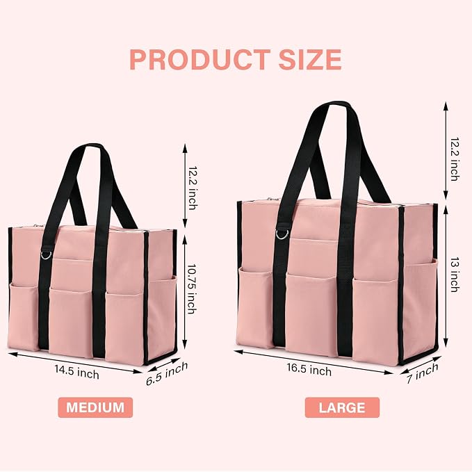 Becokan Large Tote Bag for Women Waterproof with 12 Pockets Top Zipper Closure Utility Teacher Nurse Bags for Work School - Image 5
