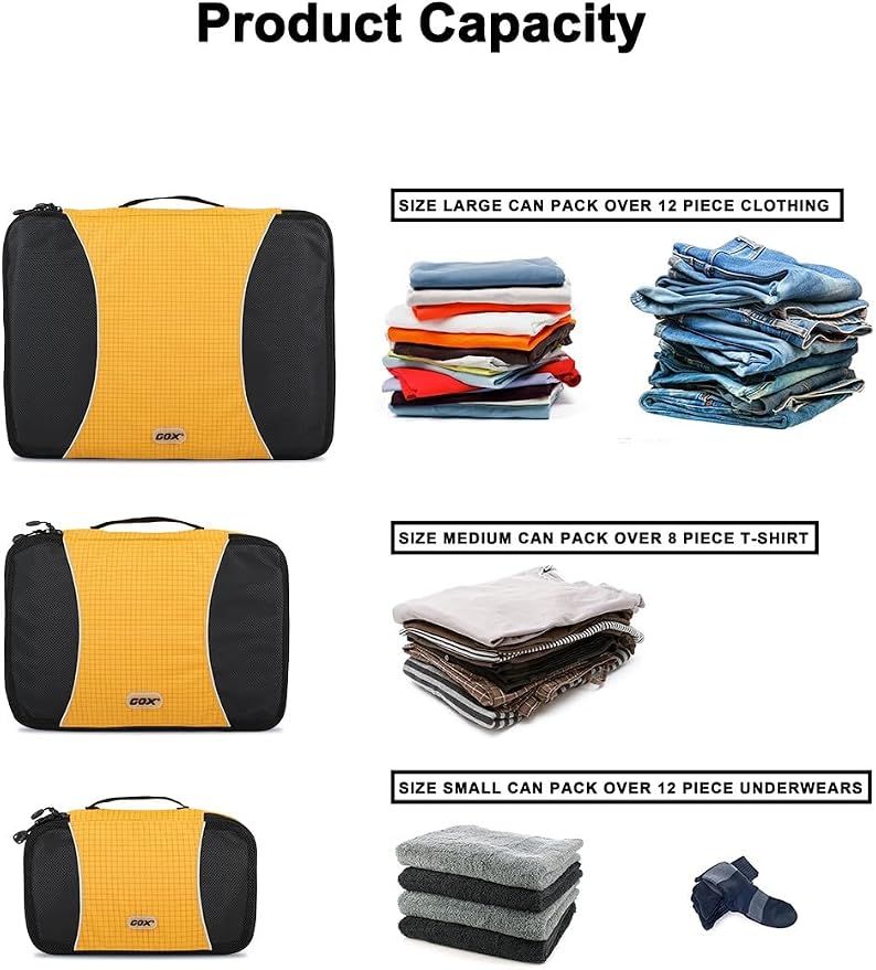 GOX Ultra Light 5 piece Packing Cubes Travel Luggage Organizer 1 Large 2 Medium 2 Small - Image 8