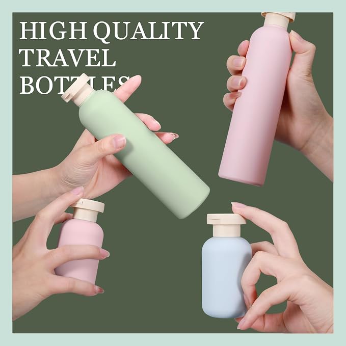 ASEVAT Plastic Leak Proof Travel Bottles for Toiletries, TSA Approved Travel Size Containers, Squeeze Bottles Refillable for Shampoo, Lotion & Body Wash (Blue+Pink+Green, 6.7 oz) - Image 5