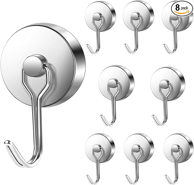 LOVIMAG Swivel Magnetic Hooks, 120LBS, Pack of 8 | Cruise Cabin Ship Essentials 2026, Heavy Duty Magnets for Refrigerator, Classroom, Kitchen, Hanging Mug by LOVIMAG