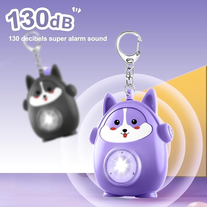 Personal Safety Alarm for Women - 130dB Self Defense Keychains Siren with LED Strobe Light, Personal Emergency Security Safe Devices Key Chain Alarms for Children (Purple) - Image 4