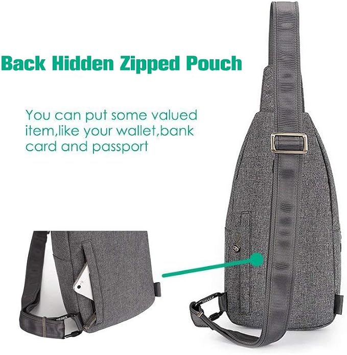 WATERFLY Small Crossbody Sling Backpack Anti Theft Backpack for Traveling Chest Bags for Men&Women Multipurpose Casual Daypack Hiking Shoulder Bag (Gray) - Image 9