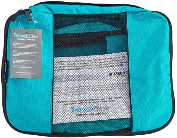 TravelWise Luggage Packing Organization Cubes 5 Pack, Teal, 2 Small, 2 Medium, 1 Large (TWPC-24) - Image 5