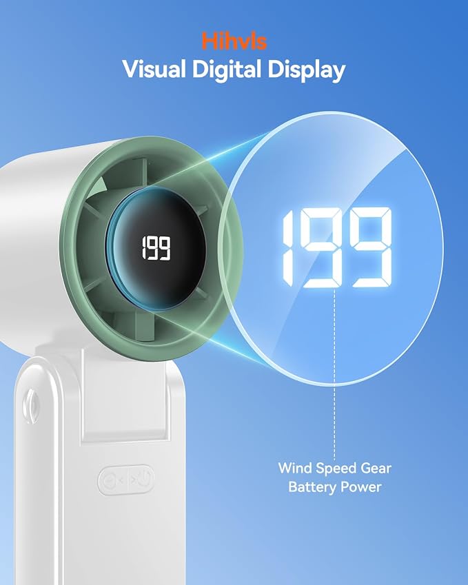 Portable Handheld Turbo Fan, 199 Gear Speed, 24 Hs Cooling Time, 5500mAh Rechargeable Mini Personal Hand Fan, Foldable Design, Travel Essentials, Beach Vacation, Gifts for Women, Men,White - Image 8