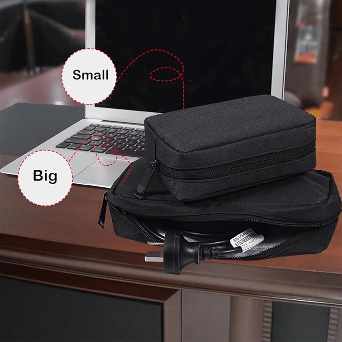 CAAORDKSO Electronics Organizer Travel Case, Cord Organizer Travel Cable Organizer Bag Waterproof Portable Accessories Case for Cable, Cord, Charger, Phone, Power Bank, Earphone (Small-Black) - Image 4