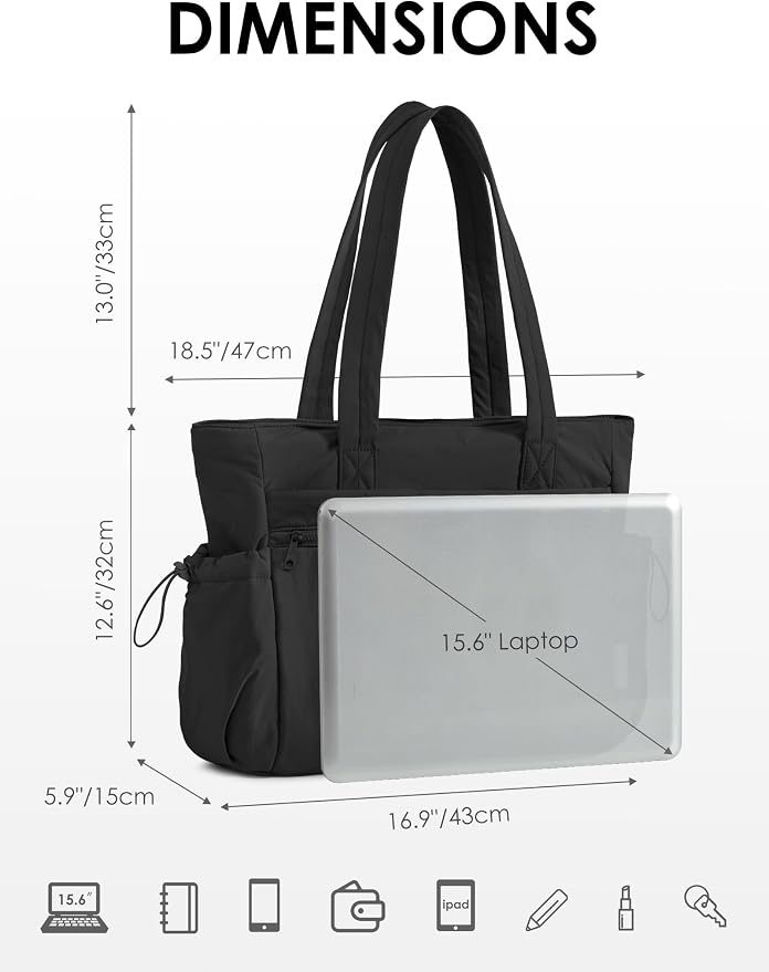 Tote Bag for Women, Lightweight Large Puffer Bag, Quilted Shoulder Purses Handbags for Travel Work - Image 3