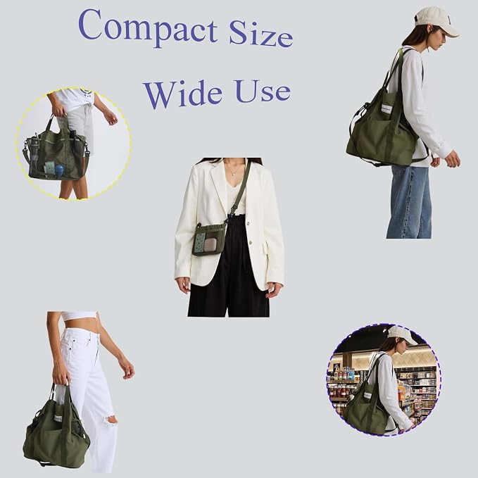Foldable Travel Tote Bag, Water-Resistant Tote Bag with 3 External Mesh Pockets for Travel, Daily Use, Outdoor - Image 5