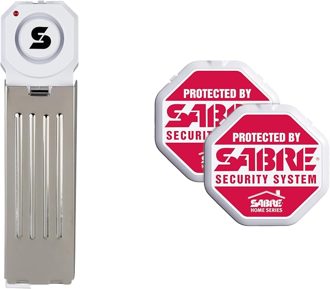 Sabre 120 dB Wedge Door Stop Security Alarm, Extremely Loud Wireless Siren Audible Up to 1,500 Ft., Non-Skid Pad, Compact Alarm Great for Home, Travel, Apartment or Dorm by SABRE