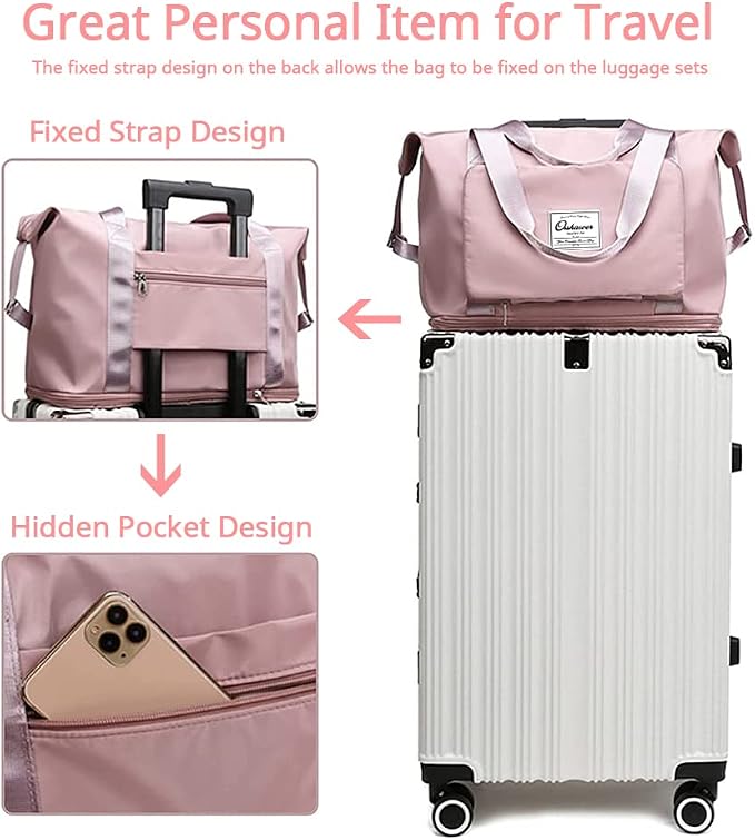 Large Capacity Foldable Travel Bag | Expandable Portable Carry on Bag Dry&Wet Separation Sports Duffel Bag - Image 3