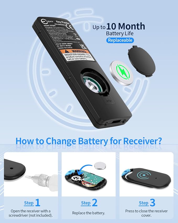 Esky Ultra Slim Key Finder Locator with 80dB Sound and 6 Receivers | Remote Wallet Tracker and Item Locators Beeper Tags for Finding Key, TV Remote, Wallet, Pets and Phone, Gifts for Women - Image 4