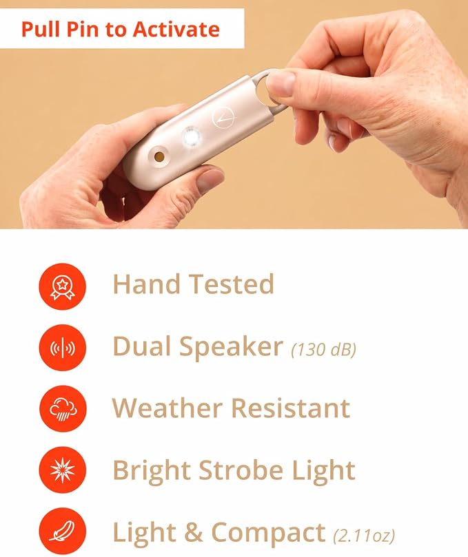 Vantamo Personal Alarm for Self Defense with Low Battery Notice, Strobe Light & Extra Loud 130 dB Double Speakers Safety Keychain Set for Women, Rechargeable Panic Button for Womens Self Defense - Image 6