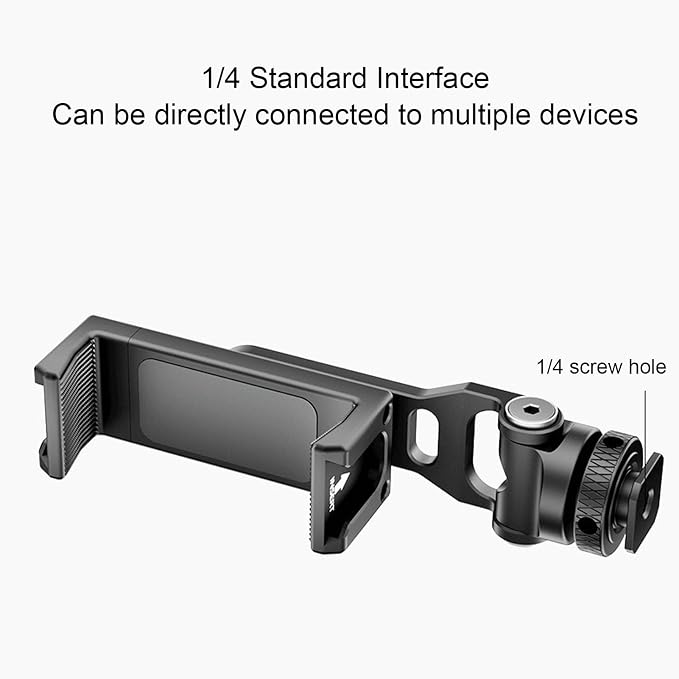 Asixxsix Phone Tripod Mount, 360 Rotation Hot Shoe Phone Mount with 2 Cold Shoe, 1/4In Screw Interface Smartphone Adapter Aluminum Alloy for Vlogging Rig, Photography - Image 5