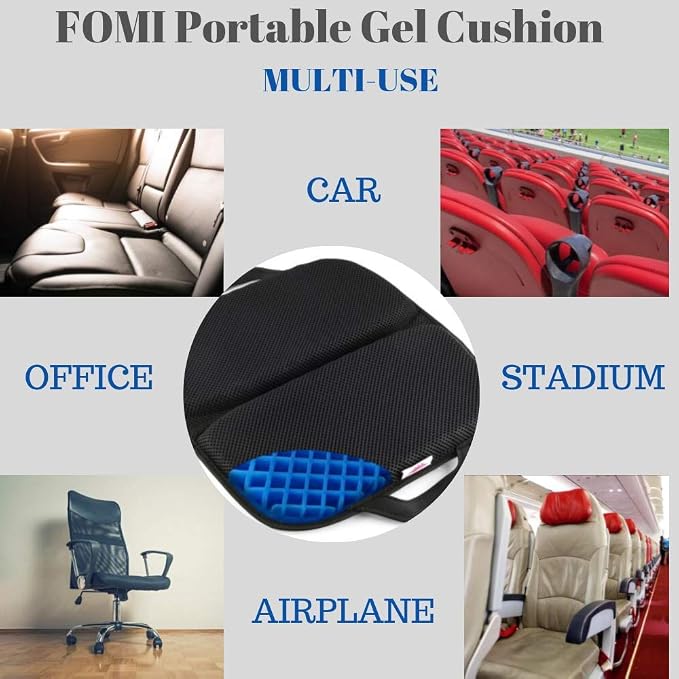 FOMI Premium All Gel Portable Seat Cushion | (15" x 17") | Comfortable Orthopedic Pad for Car, Office Chair, Wheelchair, Plane, or Home | Pressure Sore Relief, Prevents Sweaty Bottom | Foldable - Image 6