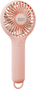 QQT Mini Handheld Fan, Small Personal Cooler with 3 Speeds, Portable Battery Operated, USB Rechargeable Makeup Eyelash Dryer, Strong Airflow for Travel, Office, Outdoor, Women, Men, and Kids (Pink) by WelcometoQQT