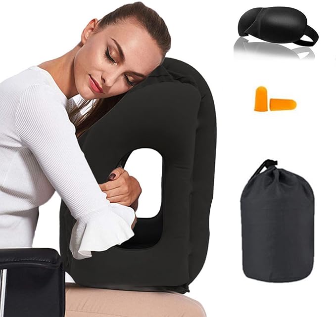 Inflatable Travel Pillows for Airplane, Blow Up Neck Pillow for Sleeping, Airplane Travel Essentials for Long Flight Support Head, Neck and Lumbar, Used for Car/Bus/Train/Office Rest, Adults Kids - Image 2