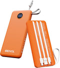 Portable Charger with Built in Cables, Slim 10000mAh Power Bank, USB C Battery Pack Travel, 4 Output 2 Input External Charging Bank for iPhone 17/16/15/14/13,Samsung, Android, etc-Orange(1 Pack) by EEIVOL
