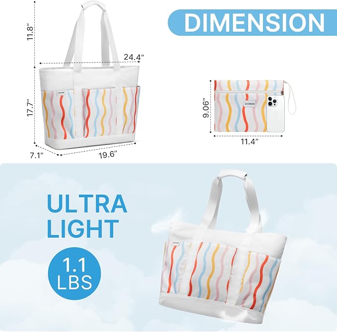 G4Free Beach Bag, Waterproof Beach Tote Pool Bags for Women | Compatible with Cup, Large Capacity Sandproof Foldable for Weekender Travel Swim - Image 3