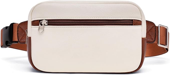 Fanny Packs Belt Bag For Women Men Everywhere Small Fashion Crossbody Bags Waist Pack Vegan Leather Waterproof Cute Sling Chest Bag For Women - Beige by Goinsound