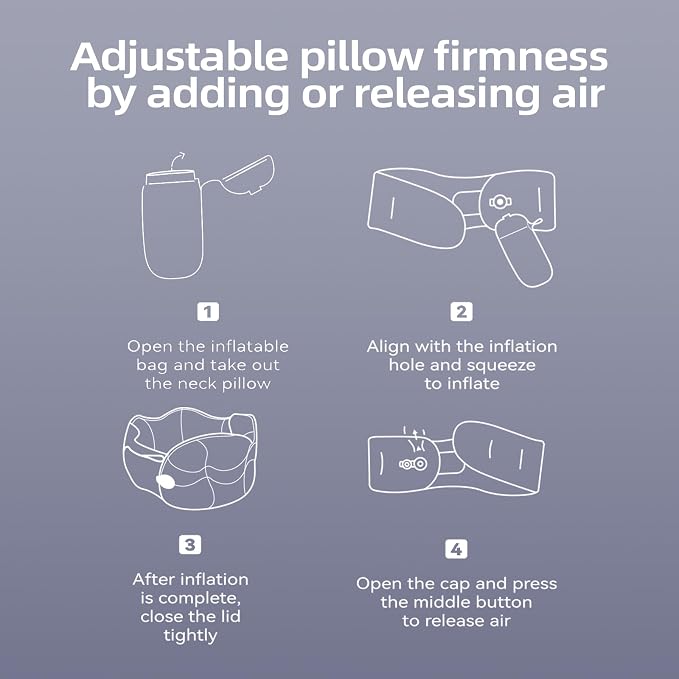 Inflatable Travel Pillow - Travel Pillow for Long Flight, Inflatable Neck Pillow for Traveling, Pocket Blow Up Pillow for Airplane, Bus, Train, Car, Office, Home (Navy Blue) - Image 8
