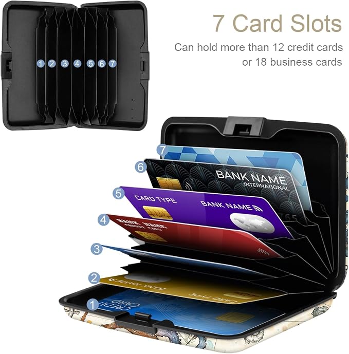 Coco Rossi Credit Card Holder RFID Aluminum Small Mini Wallet Women | Metal Wallet, Business Cards Holder, ID Case, Slim Sleeves, Womens Girls Gift, Carry Proof Wallets for Travel, Octopus - Image 2