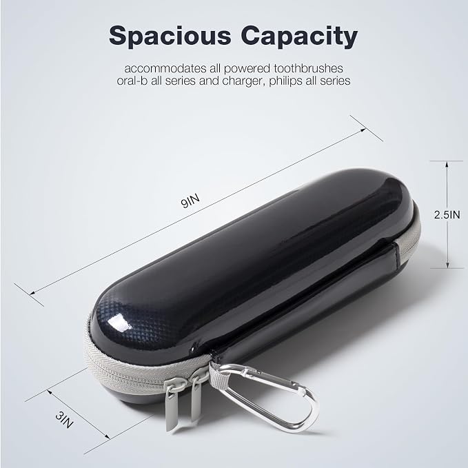 Nincha Hard Shell EVA Electric Toothbrush Case - Waterproof, Shockproof, Moisture Resistant, Large Size Fits Oral-B iO, Pro, Smart Series, Philips Sonicare (Black) - Image 2