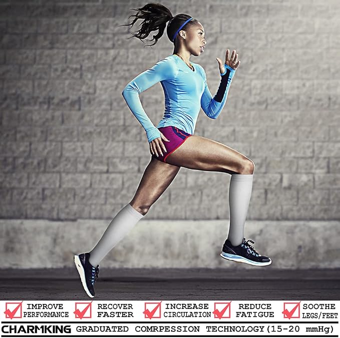CHARMKING 6 Pairs-Compression Socks for Women & Men Circulation Best Support for Nurses, Running, Athletic,Flight Travel - Image 2