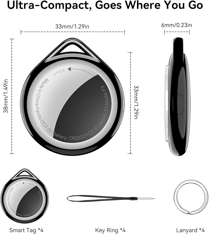 Bluetooth Wallet Tracker 4 Pack, Works with Apple Find My App (iOS Only), IP67 Waterproof Item Finder with Replaceable Battery and Loud Alarm for Keys, Wallet, Luggage, Backpack and Travel Bags - Image 8