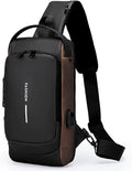 Anti-Theft Sling Bag for Men Waterproof Crossbody Bag with Combination Lock & USB Charging Port Lightweight Chest Backpack for Travel Hiking (Black) by VENSIVY