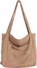 WantGor Women Corduroy Tote Bag, Large Shoulder Hobo Bags Casual Handbags | Big Capacity Shopping Work Bag by WantGor