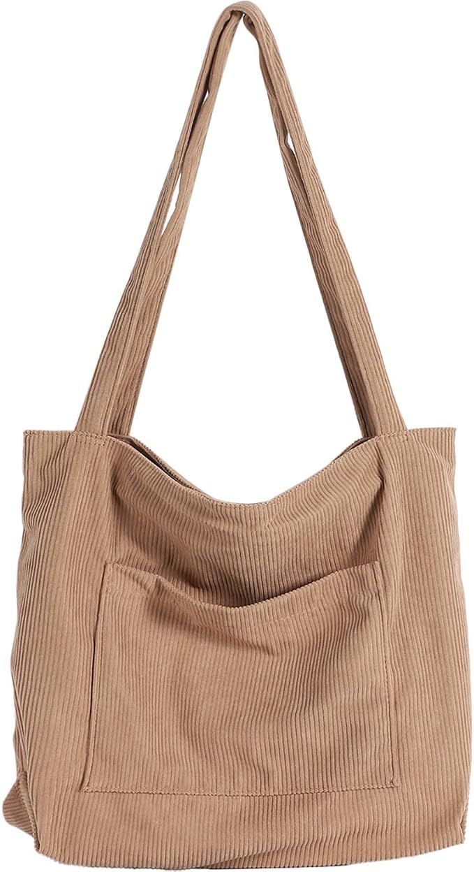 WantGor Women Corduroy Tote Bag, Large Shoulder Hobo Bags Casual Handbags | Big Capacity Shopping Work Bag by WantGor