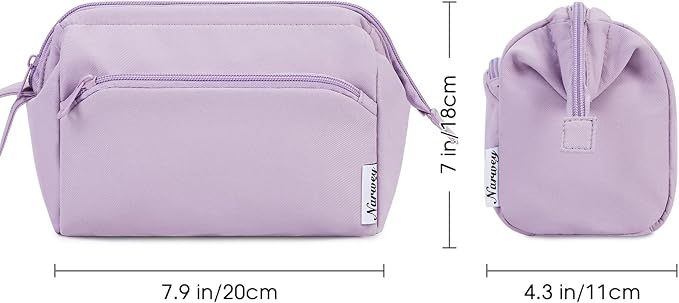 Narwey Makeup Bag Women Wide-open Make up Bag Travel Cosmetic Bag Organizer Toiletry Bag for Cosmetics Toiletries Accessories (Purple) - Image 6