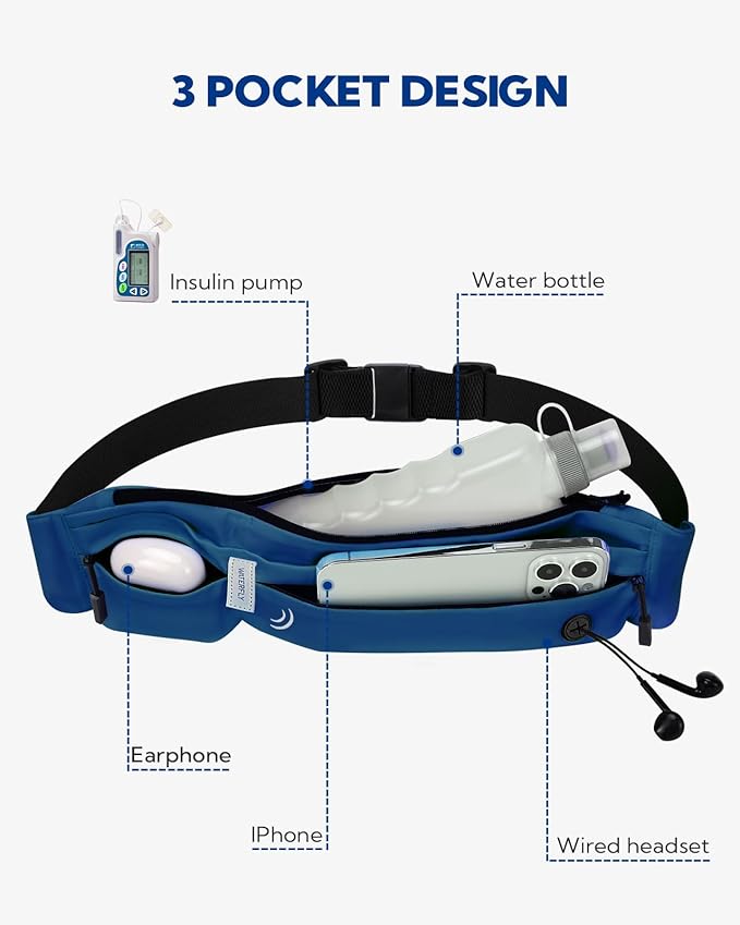 WATERFLY Running Belt Fanny Pack:Phone Holder Belt for Men Women | Lightweight, Soft and breathable fabric,SBS zipper, adjustable waist belt, Zero bounce, Suitable for running workout Fitness - Image 4
