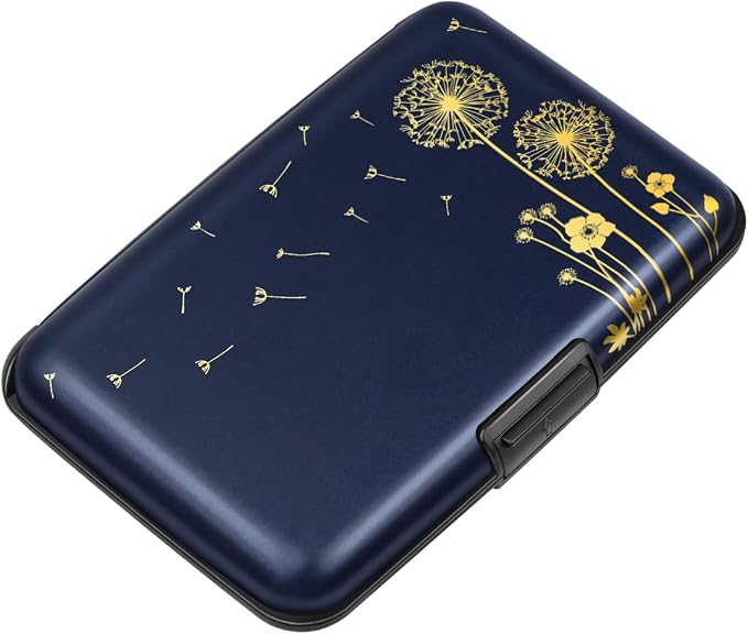 Coco Rossi Credit Card Holder RFID Aluminum Small Mini Wallet Women | Metal Wallet, Business Cards Holder, ID Case, Slim Sleeves, Womens Girls Gift, Carry Proof Wallets for Travel, Dandelion by Coco+Rossi