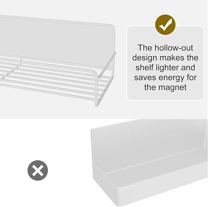 Mystozer 4 Pack Magnetic Spice Rack Organizer, Space Saver for Refrigerator and Microwave Oven, Metal Fridge Shelf Seasoning Rack Magnetic Fridge Organizer Magnet Shelf(White) - Image 3
