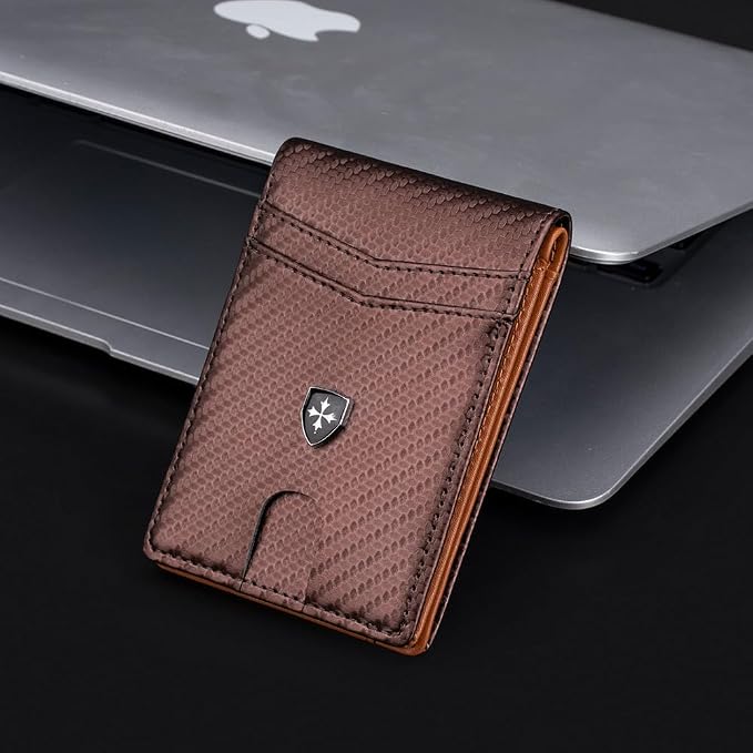 Slim RFID-Blocking PU Leather Bifold Wallet for Men & Women, Minimalist Card Holder with ID Window & Cash Pocket - Image 5