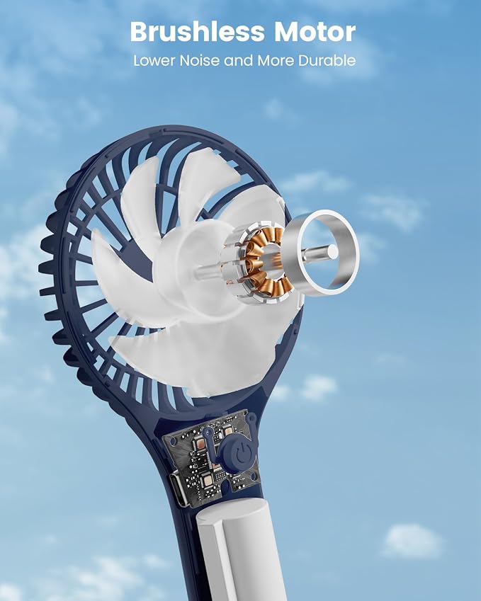 Edvision Portable Mini Fan - Powerful Personal Handheld Fan with 3 Speeds, Cute and Small, USB Rechargeable for Travel/Lash/Makeup/Outdoor/Home,Dark Blue - Image 5