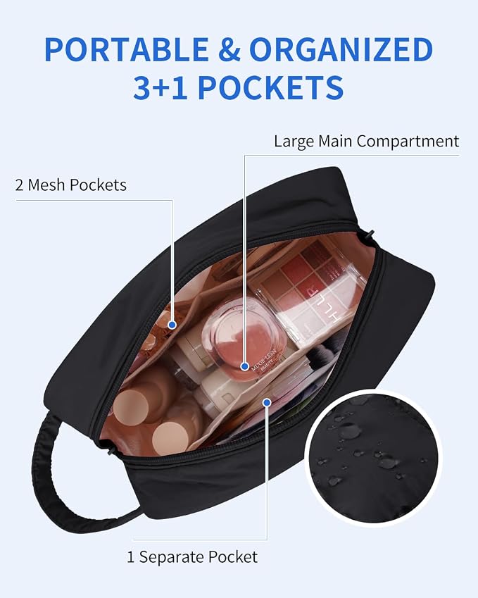 Narwey Quilted Makeup Bag Puffy Make up Bag Cosmetic Bag Organizer, Puffer Travel Toiletry Bag for Traveling Women Girl, Travel Bag for Toiletries, Skincare Medicine Bags (Black) - Image 4