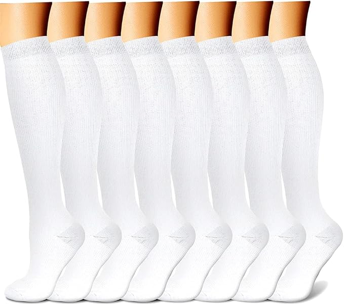 CHARMKING Compression Socks for Women & Men Circulation (8 Pairs) 15-20 mmHg Best Calf Socks Support for Athletic Cycling by CHARMKING