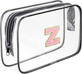 Clear Toiletry Bag,Portable Travel Toiletry Bag,Chenille Letter Cosmetic Bag with Zipper,Waterproof Makeup Bag,Cosmetic Storage Organizer for Women Men,Travel Essentials (Black,Z) by Fodofodo