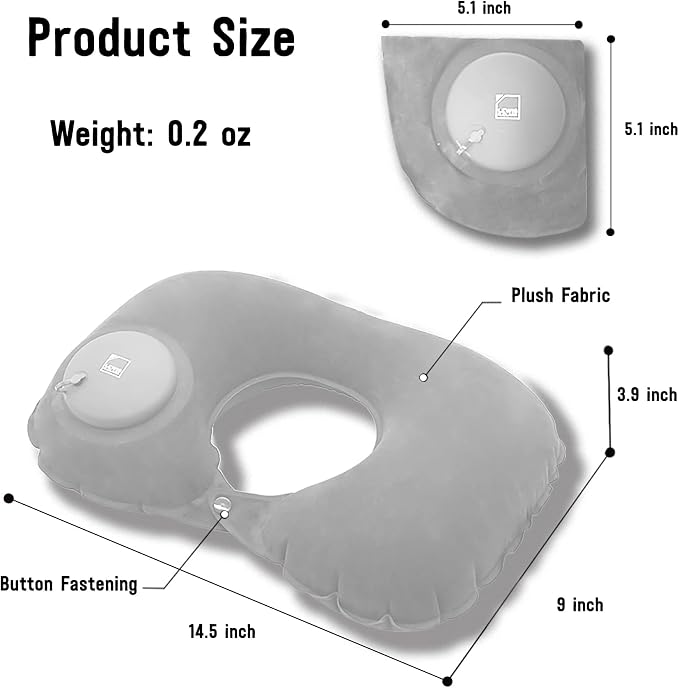 Lewis N. Clark Original Neckrest Inflatable Pillow, Waterproof Neck Pillow for Neck Support at the Beach, Pool + Airport Travel with Fully Adjustable Firmness and Included Carrying Pouch, Grey - Image 3