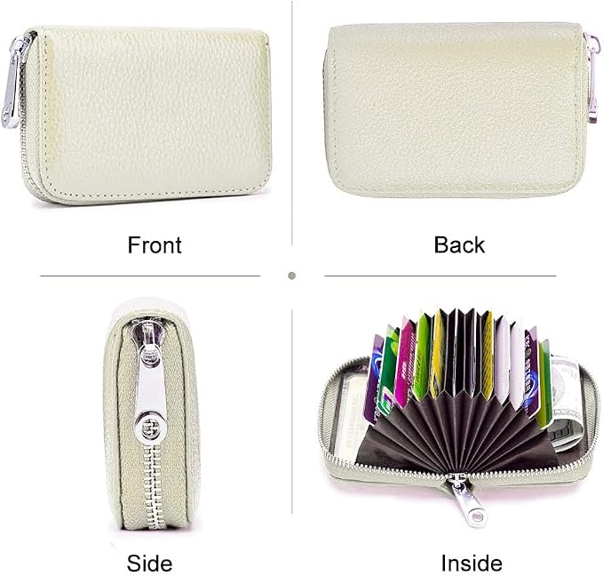 RFID Credit Card Holder Genuine Leather Credit Card Wallet with Zipper | RFID - Image 2