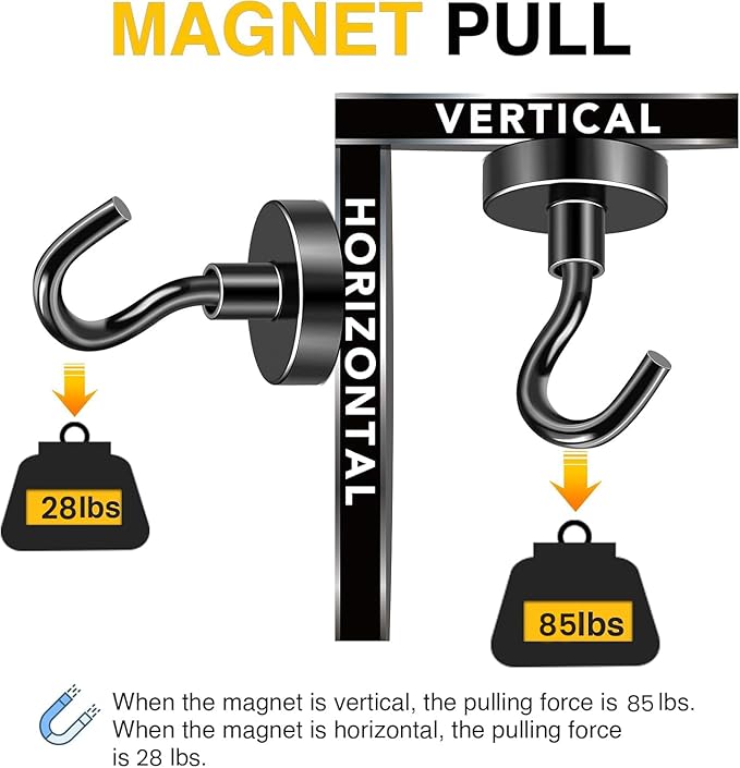 DIYMAG Magnetic Hooks, Strong Magents 4 Pack 85lbs for Cuise Cabins Black | 2026 Ship Essentials Heavy Duty Strong Refrigerator Fridge Magnets for Classroom Kitchen Grills Beach Vacation Home - Image 4