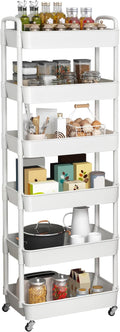 Sywhitta 6-Tier Plastic Rolling Utility Cart with Wheels for Storage,White | Multi-Functional Storage Trolley, for Office, Living Room, Kitchen, Bathroom,Movable Organizer,Space-Saving,Easy to assemble by haseverythingyouneed