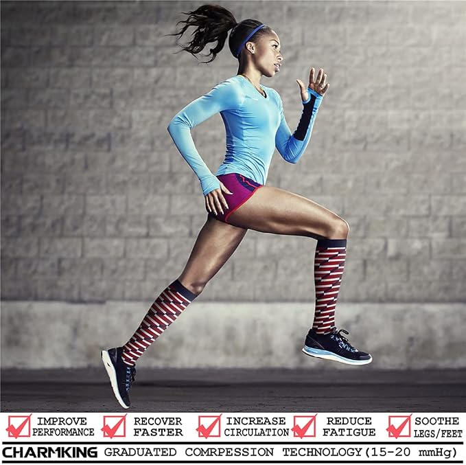 CHARMKING Compression Socks for Women & Men Circulation (8 Pairs) 15-20 mmHg Best Calf Socks Support for Athletic Cycling - Image 2