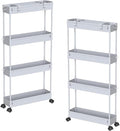 2-piece Set Slim Storage Cart 3 Tier,Bathroom Organizer Rolling Utility,Mobile Shelving Unit Slide Out for Office, Kitchen, Laundry Room & Narrow Places by Home